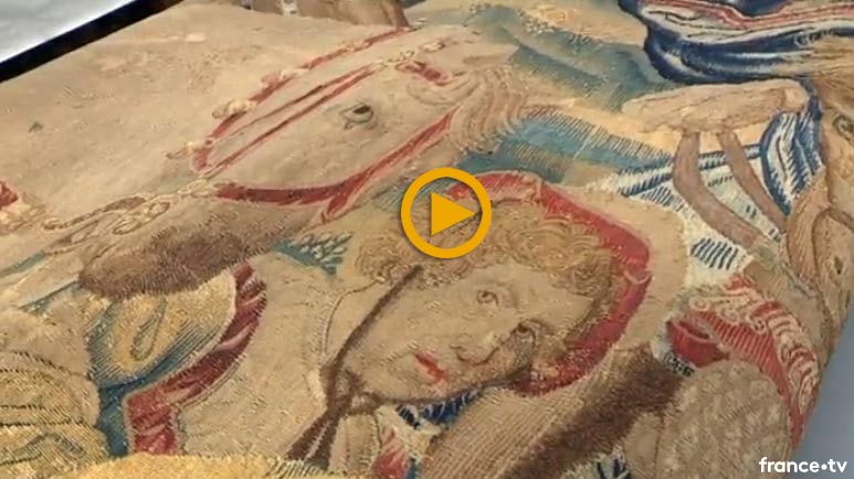 Restauration d'une tapisserie monumentale du 16e siècle, appartenant à la ville de Beauvais. Reportage de France 3 Paris IDF dans les ateliers de Bobin Tradition.
