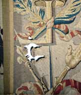 Restauration d'une tapisserie d'Aubusson. Musée de Vannes. Lacunes
